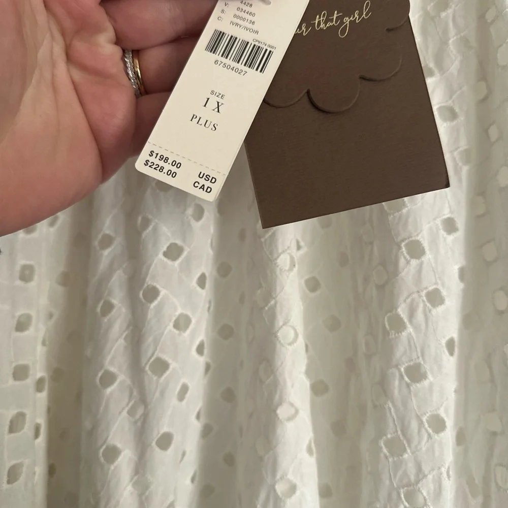 Anthropologie eyelet maxi dress ivory. Brand new with tags, size 1X. - Picture 4 of 6